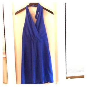 Polyester and spandex halter dress